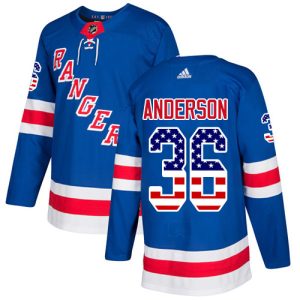 Herren New York Rangers Eishockey Trikot Glenn Anderson #36 Authentic Königsblau USA Flag Fashion